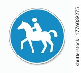 Track for riding road sign. German traffic sign for bridle way on white background. Vector illustration. Eps 10 vector file.