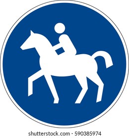 Track for riding. Vector road sign Germany.