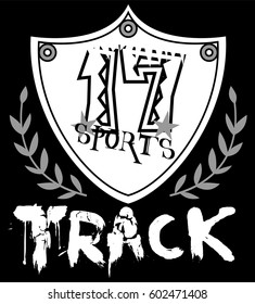 Track Sports Vector Tishirt Design white on Black Background
