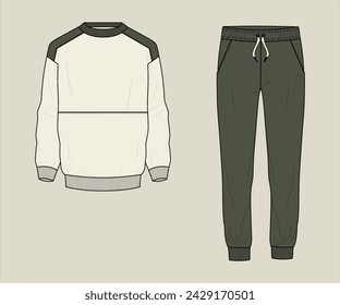 TRACK SUIT SWEAT TOP AND BOTTOM SET FOR UNISEX WEAR VECTOR