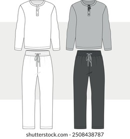 TRACK SUIT SWEATSHIRT AND JOGGERS SET FOR MEN AND BOYS SPORTS WEAR VECTOR. MEN AND BOYS TEE AND PAJAMA SET SLEEP WEAR VECTOR DRAWING