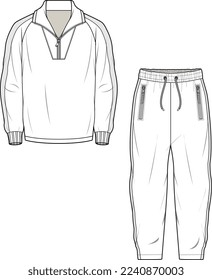 TRACK SUIT FOR UNISEX WEAR SWEATSHIRT AND JOGGER SET FLAT DESIGN VECTOR