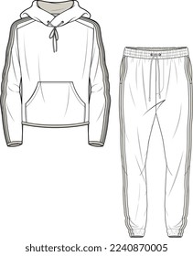 TRACK SUIT FOR UNISEX WEAR SWEATSHIRT AND JOGGER SET FLAT DESIGN VECTOR