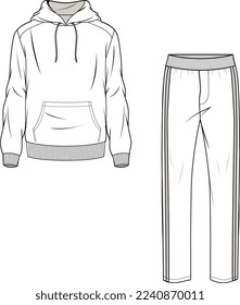 TRACK SUIT FOR UNISEX WEAR SWEATSHIRT AND JOGGER SET FLAT DESIGN VECTOR