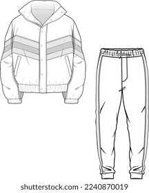 TRACK SUIT FOR UNISEX WEAR SWEATSHIRT AND JOGGER SET FLAT DESIGN VECTOR