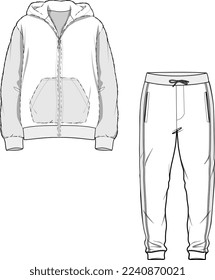 TRACK SUIT FOR UNISEX WEAR SWEATSHIRT AND JOGGER SET FLAT DESIGN VECTOR