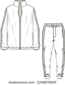 TRACK SUIT FOR UNISEX WEAR SWEATSHIRT AND JOGGER SET FLAT DESIGN VECTOR