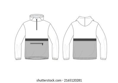 track suit wind breaker hooded jacket  black and white editable files