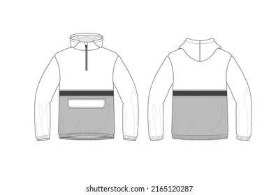 track suit wind breaker hooded jacket  black and white editable files