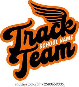 track team design with wings for school, college or league sports