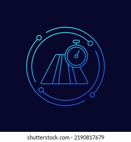 track time icon with a timer, linear design