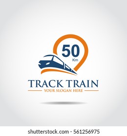 Track Train Logo Template with Sign. Vector Illustrator Eps.10