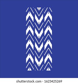 Track tread RGB white icon. Detailed automobile, motorcycle tyre marks. Car wheel trace with thick grooves. Vehicle zigzag-shaped tire trail. Isolated vector illustration on blue background