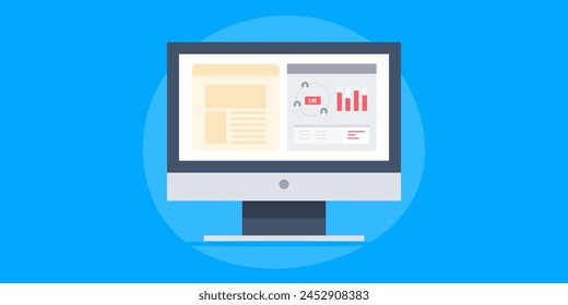Track website visitors, Tracking code on website sending data to analytics dashboard, Generating Website traffic report, Sales report, customer interaction - vector illustration banner