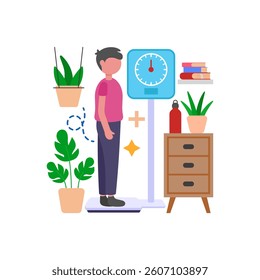 Track Weight with Daily Weigh In Flat Vector Illustration