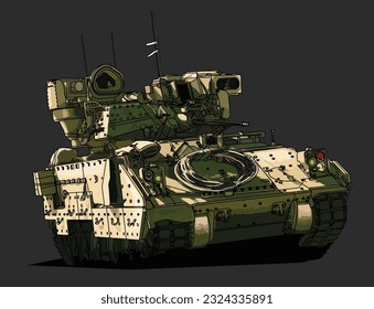 Tracked armoured fighting platform BFV Bradley Fighting Vehicle Vector Illustration