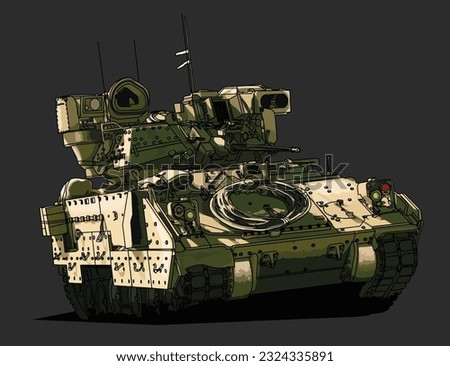 Tracked armoured fighting platform BFV Bradley Fighting Vehicle Vector Illustration