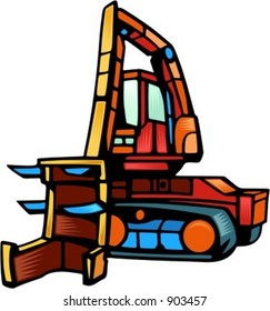 Tracked Feller Buncher.Vektorgrafik