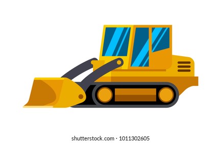 Tracked loader minimalistic icon isolated. Construction equipment isolated vector. Heavy equipment vehicle. Color icon illustration on white background.