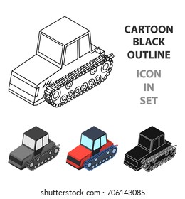 Tracked tractor icon in cartoon style isolated on white background. Transportation symbol stock vector illustration.