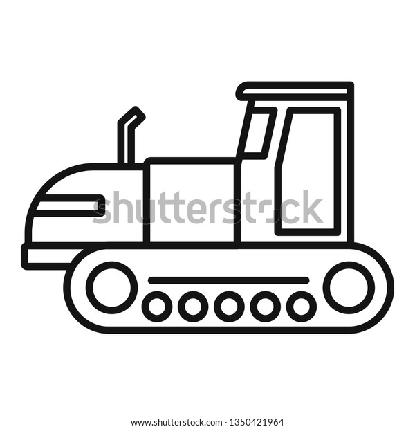 Tracked tractor icon.\
Outline tracked tractor vector icon for web design isolated on\
white background