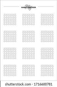 Tracker for 12 habits. BW pattern for good habits. Vector illustration EPS 10