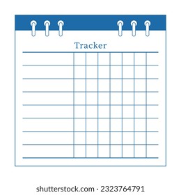 Tracker Design-Vorlage in einem modernen, einfachen und minimalistischen Stil. Memo, Note, Scheduler, Tagebuch, Kalender, Planer-Dokumentvorlage Illustration.