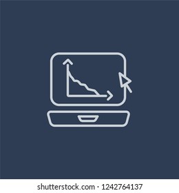 Tracker funds icon. Trendy flat vector line Tracker funds icon on dark blue background from business   collection. 