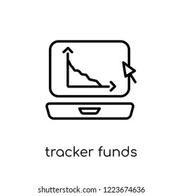 Tracker funds icon. Trendy modern flat linear vector Tracker funds icon on white background from thin line business collection, editable outline stroke vector illustration