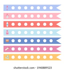 Tracker of habits about daily body and skin care with cute hand drawn vector illustrations. Reminder of the right care sequence for beauty and health. Tracker is perfect for planners, notebooks.