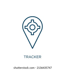 tracker icon. Thin linear tracker outline icon isolated on white background. Line vector tracker sign, symbol for web and mobile