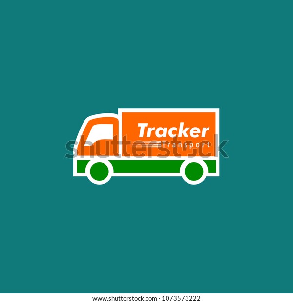 Tracker\
Logo Concept, Transportation Logo Design Template, Orange, Green,\
Truck Icon, Simple and Clean Logo, Carrier\
Wagon