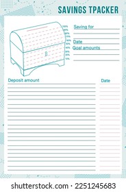 Tracker template vector illustration Weekly and monthly financial report. Individual accounting diary. Digital dialing