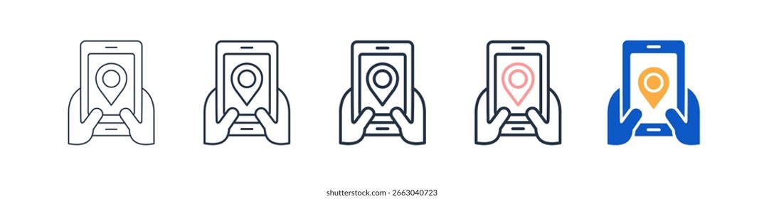 App de seguimiento de diferentes iconos de estilo conjunto de Ilustración vectorial.