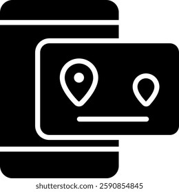 Tracking App Glyph Icon for Parcel Monitoring. Delivery tracking application, real-time shipment symbol, mobile logistics icon