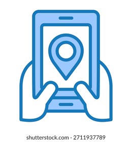 Icono de App de seguimiento Ilustración vectorial de diseño de doble tono azul