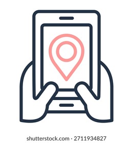 Ilustración vectorial de diseño de color de línea de ícono de App de seguimiento