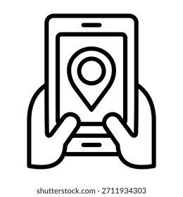 Ilustración vectorial de diseño de línea de icono de App de seguimiento