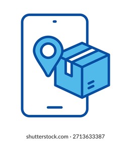 Iconos del App de seguimiento en estilo azul, Ilustración vectorial