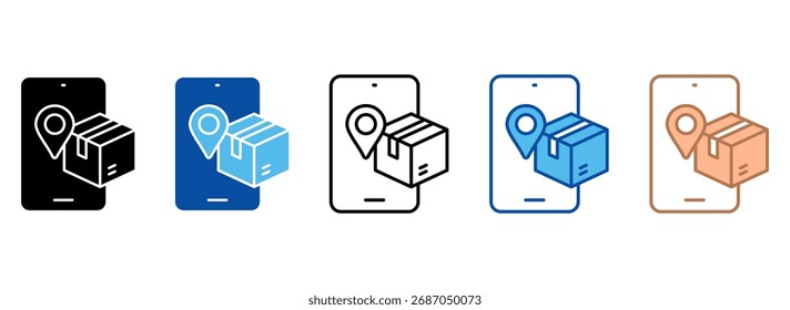 Iconos del App de seguimiento en el contorno, Ilustración vectorial