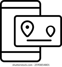 Tracking App outline Icon for Parcel Monitoring. Delivery tracking application, real-time shipment symbol, mobile logistics icon