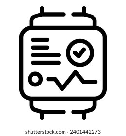 Rastrear el vector de contorno de icono de actividad del cuerpo. Banda inteligente del podómetro. Vigilancia deportiva inteligente