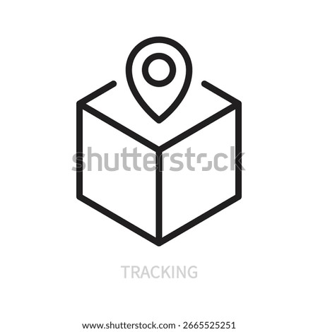 Tracking box line icon. Package, delivery, container, packaging symbol. Vector illustration. Editable stroke. Flat design. Isolated on a white background.