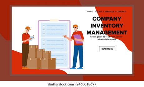 tracking company inventory management vector. control optimization, warehouse supply, procurement stock tracking company inventory management web flat cartoon illustration