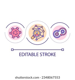 Tracking contacts of infected people loop concept icon. Spreading prevention. Healthcare and medicine abstract idea thin line illustration. Isolated outline drawing. Editable stroke. Arial font used