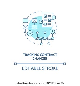 Tracking Contract Changes Concept Icon. Contract Management Software Functions. Contract Manager Idea Thin Line Illustration. Vector Isolated Outline RGB Color Drawing. Editable Stroke