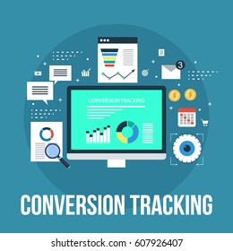 Tracking Conversion Data For Business, Marketing, And Customer Flat Vector Concept