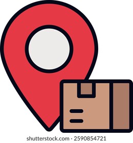 Tracking Delivery Filled Line Icon for Shipment Status. Courier tracking symbol, package logistics illustration, real-time tracking vector