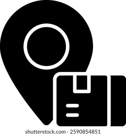 Tracking Delivery Glyph Icon for Shipment Status. Courier tracking symbol, package logistics illustration, real-time tracking vector