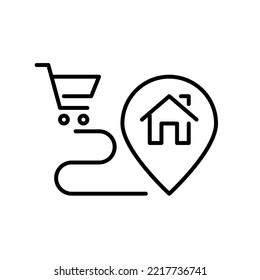Tracking delivery to home address. Pixel perfect, editable stroke icon